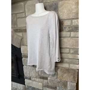 WHITE HOUSE BLACK MARKET Size Large Gray & Beige Open Back Pull-Over Sweater